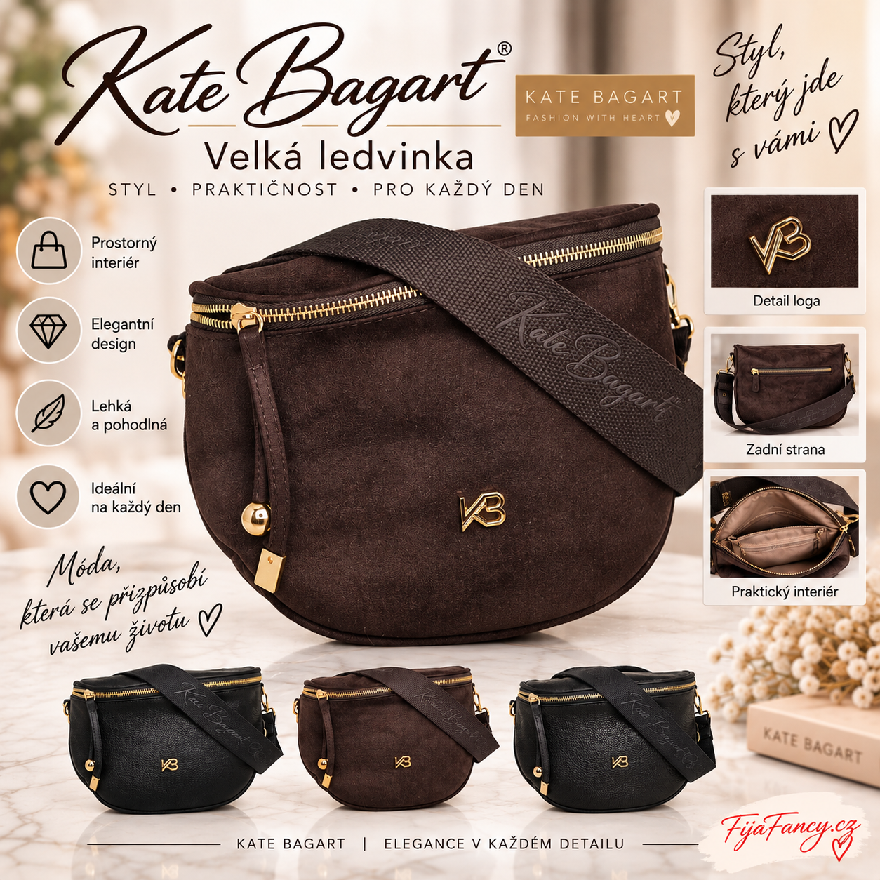 Velká ledvinka Kate Bagart – stylová kabelka pro každý den