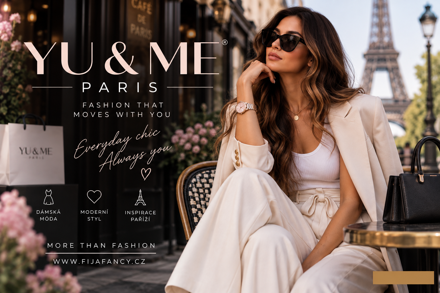 FijaFancy.cz – dámská móda, oblečení, kabelky a módní doplňky Objevte YU & ME Paris na FijaFancy.cz. Moderní dámské oblečení, šaty, topy, úplety, kalhoty, komplety a další stylové modely pro každý den.